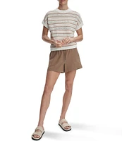Varley Ciara Stripe Knit Short Sleeve Top