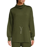 Varley Freya DoubleSoft® Rolled Turtleneck Drawstring Waist Hi-Low Pullover Sweatshirt