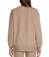 Varley Gabriella DoubleSoft® Knit Crew Neck Long Sleeve Zip Side Pullover Sweatshirt