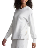 Varley Gabriella DoubleSoft® Knit Crew Neck Long Sleeve Zip Side Pullover Sweatshirt
