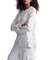 Varley Gabriella DoubleSoft® Knit Crew Neck Long Sleeve Zip Side Pullover Sweatshirt