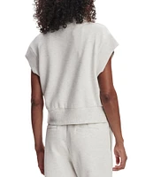 Varley Kelly High Neck Cap Sleeve Half Zip Double Soft Cropped Sweatshirt