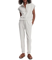 Varley Kelly High Neck Cap Sleeve Half Zip Double Soft Cropped Sweatshirt