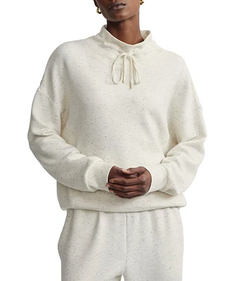 Varley Oakdale Sweat Fleck Print Mock Neck Long Sleeve Pullover Sweatshirt