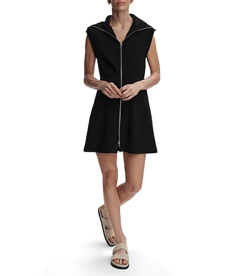 Varley Rebecca Oversized Collar Sleeveless Zip Through Double Soft Dress