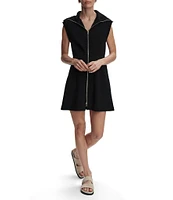 Varley Rebecca Oversized Collar Sleeveless Zip Through Double Soft Dress