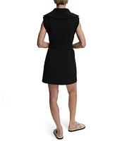 Varley Rebecca Oversized Collar Sleeveless Zip Through Double Soft Dress