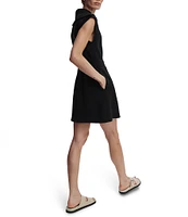 Varley Rebecca Oversized Collar Sleeveless Zip Through Double Soft Dress