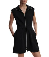 Varley Rebecca Oversized Collar Sleeveless Zip Through Double Soft Dress