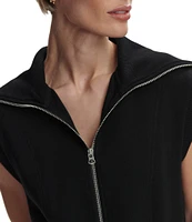 Varley Rebecca Oversized Collar Sleeveless Zip Through Double Soft Dress