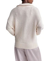 Varley Tara Pointelle Polo Collar Long Sleeve Half Zip Pullover