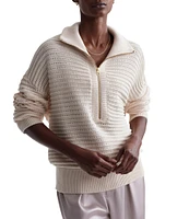 Varley Tara Pointelle Polo Collar Long Sleeve Half Zip Pullover