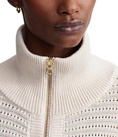 Varley Tara Pointelle Polo Collar Long Sleeve Half Zip Pullover