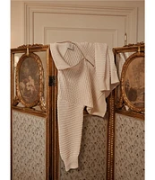Varley Tara Pointelle Polo Collar Long Sleeve Half Zip Pullover