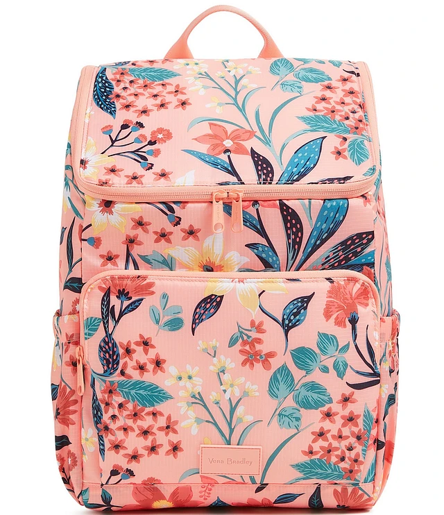 vera bradley reactive cooler backpack in rain forest canopy coral Outlet Essential Lightweight, Water-Repellent Fluorite Green, Size: 23 L Endorsed by the American Chiropractic Association Vera Bradley Rain Forest Canopy