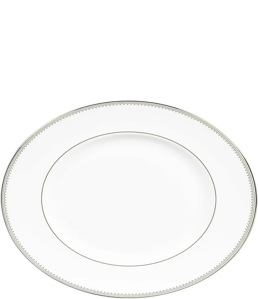 Vera Wang by Wedgwood Grosgrain Striped & Dotted Platinum Bone China Oval Platter