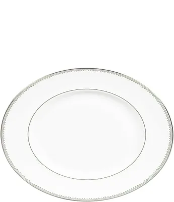 Vera Wang by Wedgwood Grosgrain Striped & Dotted Platinum Bone China Oval Platter