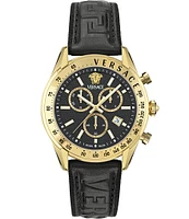 Versace Men's Chrono Master Black Leather 44mm Strap Watch