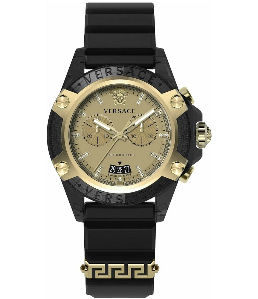 Versace Men's Icon Active Chronograph Black Silicone Strap Watch