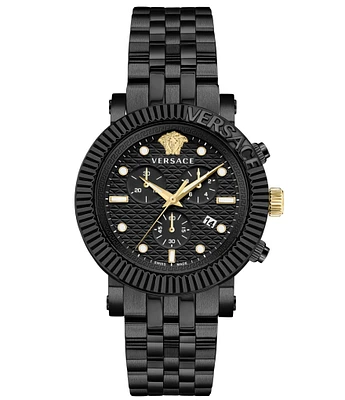 Versace Men's V-Chrono Classic Chronograph Black Stainless Steel Bracelet Watch