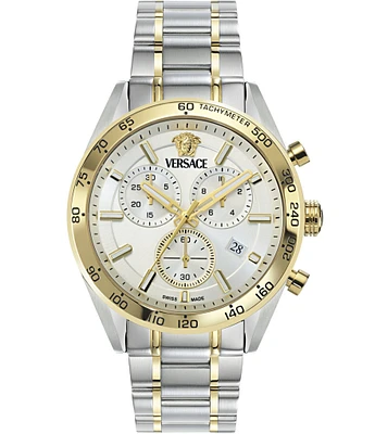 Versace Men's V-Code Chronograph Two Tone Stainless Steel Bracelet Watch