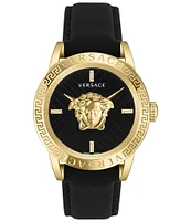 Versace Men's V-Code Quartz Analog Black Leather Strap Watch