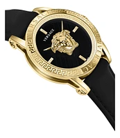 Versace Men's V-Code Quartz Analog Black Leather Strap Watch