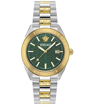 Versace Men's V-Dome Analog Two Tone Stainless Steel Bracelet Watch