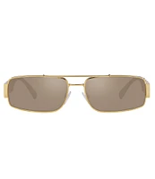 Versace Men's VE2257 Greca 60mm Gold Rectangle Sunglasses