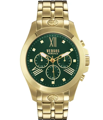 Versace Versus By Versace Men's Lion Chronograph Gold Tone Green Dial Stainless Steel Bracelet Watch