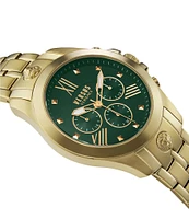 Versace Versus By Versace Men's Lion Chronograph Gold Tone Green Dial Stainless Steel Bracelet Watch