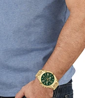 Versace Versus By Versace Men's Lion Chronograph Gold Tone Green Dial Stainless Steel Bracelet Watch