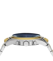 Versace Versus By Versace Men's Lion Chronograph Two Tone Blue Dial Stainless Steel Bracelet Watch