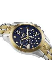 Versace Versus By Versace Men's Lion Chronograph Two Tone Blue Dial Stainless Steel Bracelet Watch