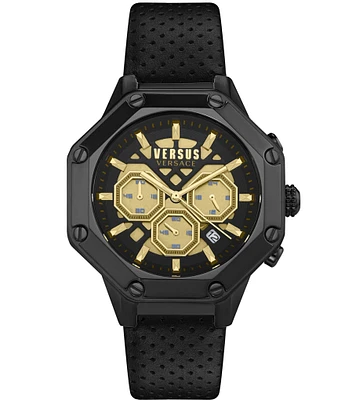 Versace Versus By Versace Men's Palestro Chronograph Black Leather Strap 45mm Watch