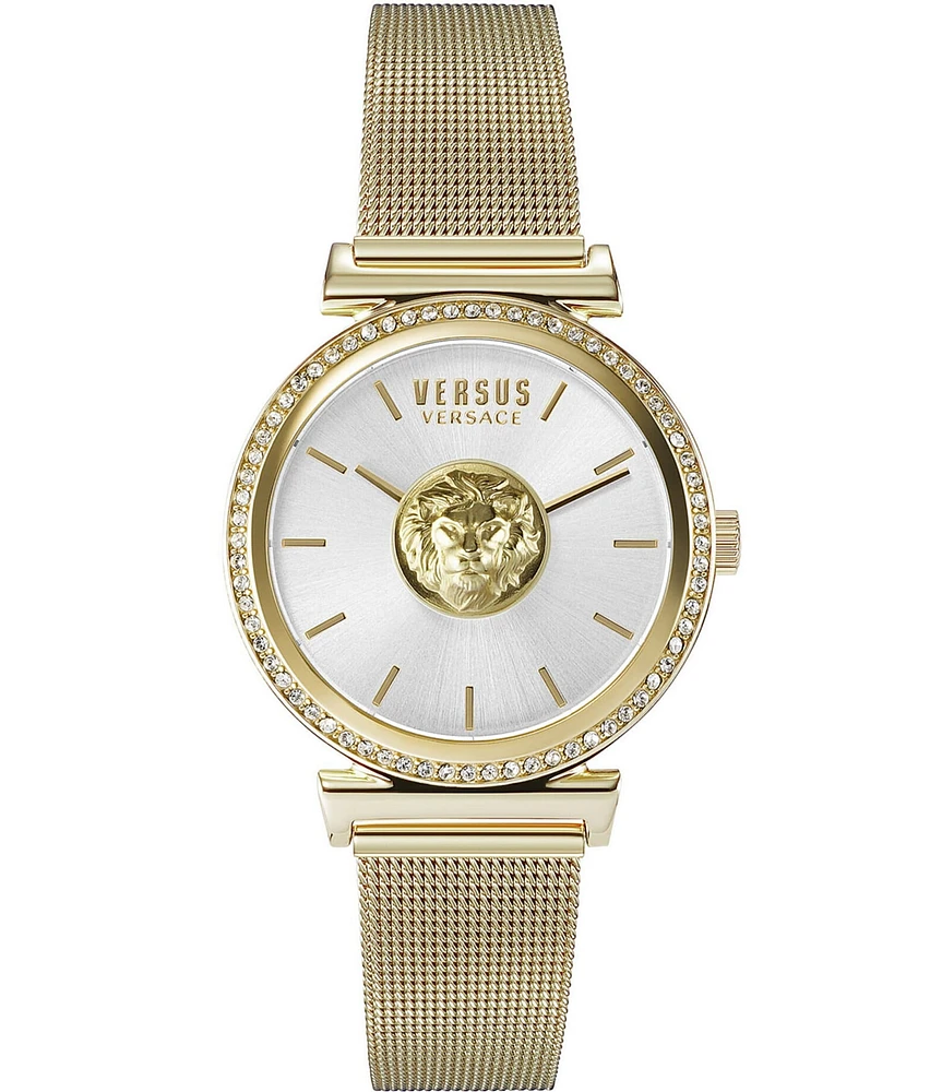 Versace Versus By Versace Women's Brick Lane Analog Gold Tone Stainless Steel Mesh Bracelet Watch