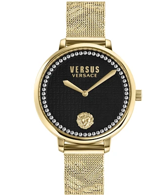 Versace Versus By Versace Women's La Villette Crystal Analog Gold Tone Stainless Steel Bracelet Watch