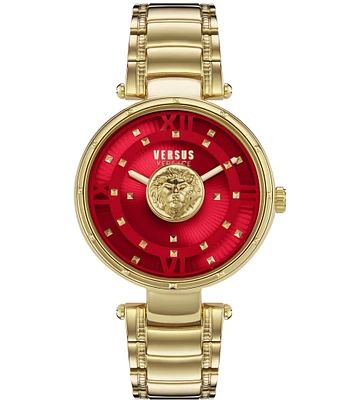 Versace Versus By Versace Women's Moscova Analog Gold Tone Red Dial Stainless Steel Bracelet Watch