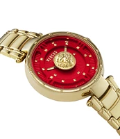 Versace Versus By Versace Women's Moscova Analog Gold Tone Red Dial Stainless Steel Bracelet Watch