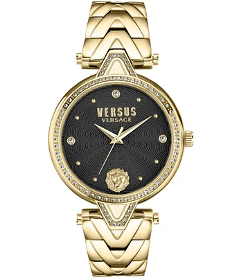 Versace Versus By Versace Women's V Versus Crystal Analog Gold Tone Stainless Steel Bracelet Watch