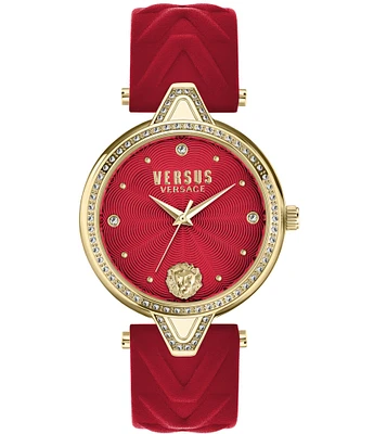 Versace Versus By Versace Women's V Versus Crystal Analog Red Leather Strap Watch