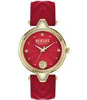 Versace Versus By Versace Women's V Versus Crystal Analog Red Leather Strap Watch