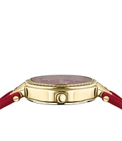 Versace Versus By Versace Women's V Versus Crystal Analog Red Leather Strap Watch