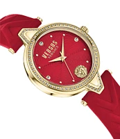 Versace Versus By Versace Women's V Versus Crystal Analog Red Leather Strap Watch