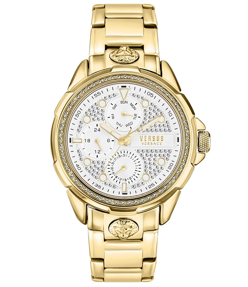 Versace Versus Versace Men's 6E Arrondissement Crystal Multifunction Gold Stainless Steel Bracelet Watch