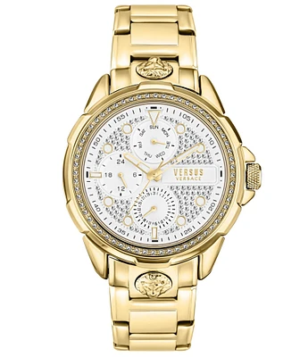 Versace Versus Versace Men's 6E Arrondissement Crystal Multifunction Gold Stainless Steel Bracelet Watch