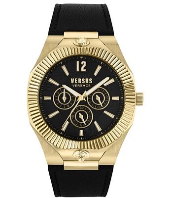 Versace Versus Versace Men's Echo Park Multifunction Black Leather Watch