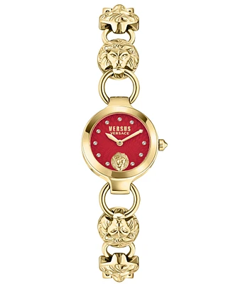 Versace Versus Versace Women's Broadwood Petite Analog Red Dial Gold Stainless Steel Bracelet Watch