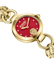 Versace Versus Versace Women's Broadwood Petite Analog Red Dial Gold Stainless Steel Bracelet Watch