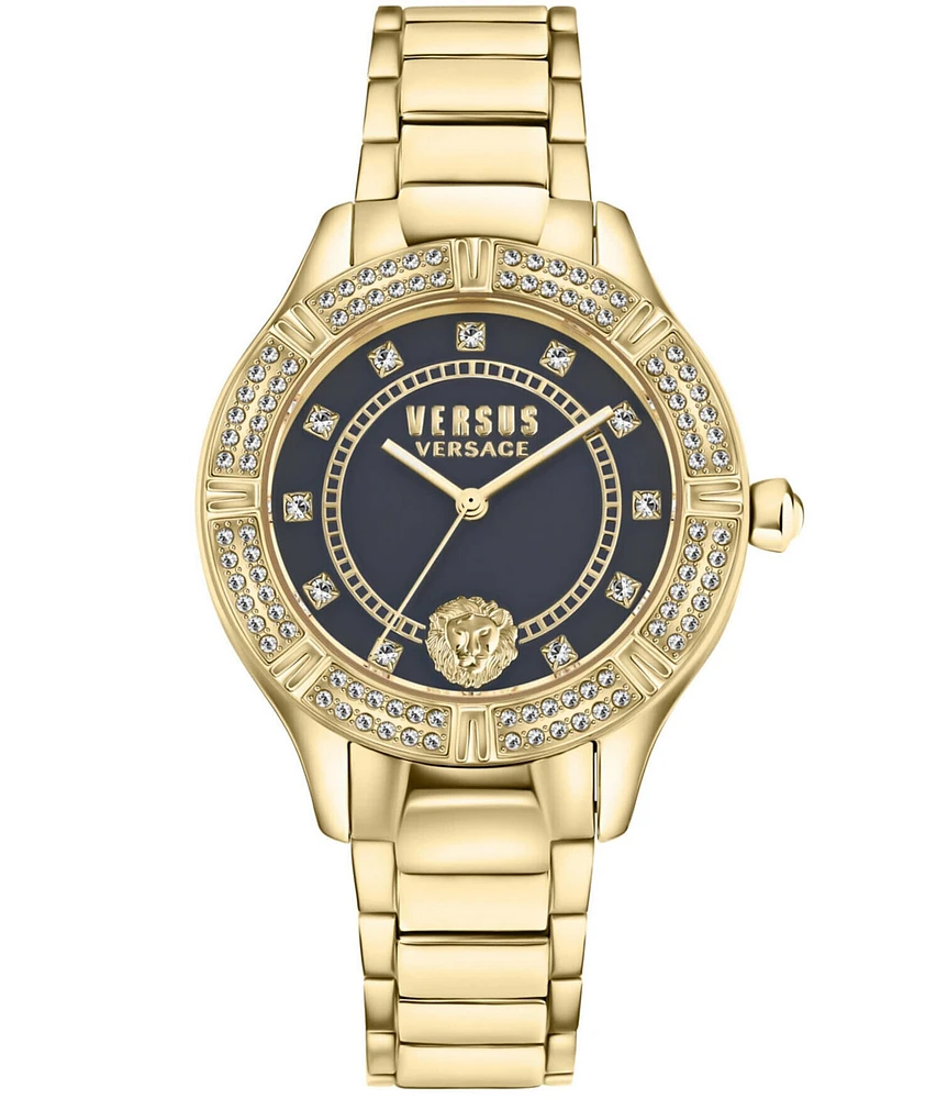 Versace Versus Versace Women's Canton Road Crystal Analog Gold Stainless Steel Bracelet Watch